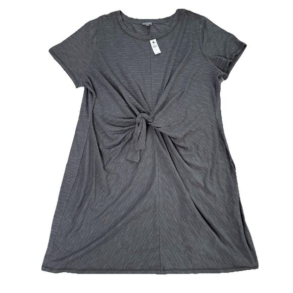 New T by Talbots Grey Striped Mid Tie Twist Striped Dress Sz 3X $99 - Picture 1 of 4